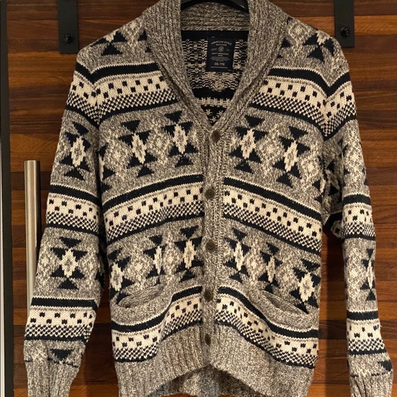 American Eagle Mens XXL grey shawl style collar cardigan sweater. - Picture 1 of 9